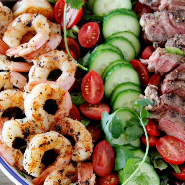 Surf ‘n Turf Salad with Cilantro Dressing