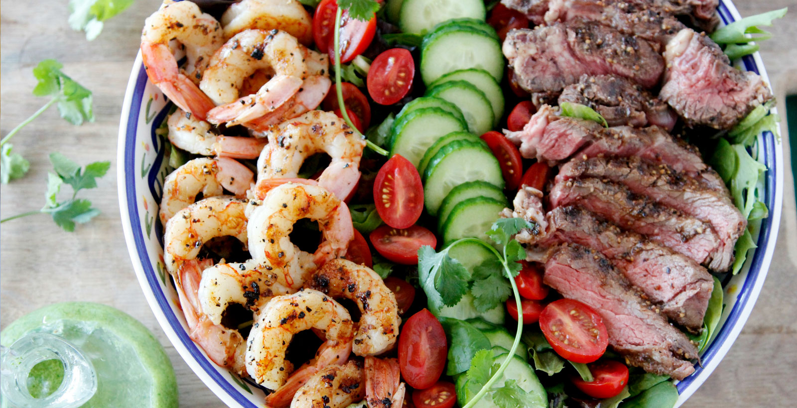 Surf ‘n Turf Salad with Cilantro Dressing